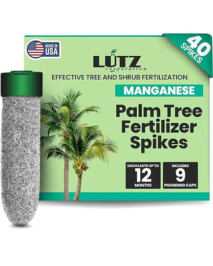 Manganese Palm Tree Fertilizer Spikes, Pack of 40 - Fertilizer Sticks & Plant Food Spikes for Palm Trees & Ferns - Contains Manganese, Sulfur, Nitrogen, Essential Nutrients
