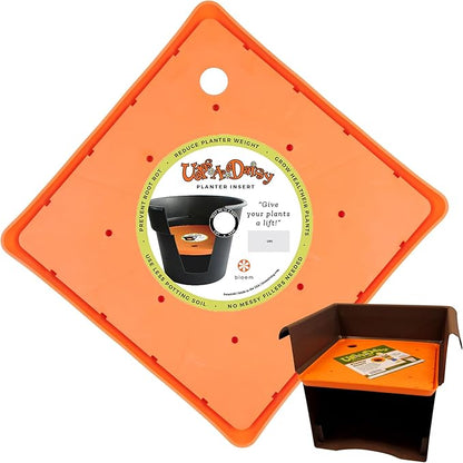 Bloem Ups-A-Daisy Square Planter Insert: 13" Wide x 1" Thick - Durable Resin Disk, Drainage Holes, Reusable Soil-Saving Planter Insert for Indoor & Outdoor Use