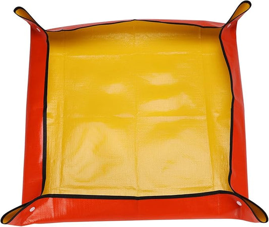 HARFINGTON Repotting Mat 19.7" x 19.7" PE Cloth Waterproof Plant Repotting Mat Foldable Portable Gardening Potting Tray with Plastic Buckle for Indoor Plant Change Soil Watering, Yellow