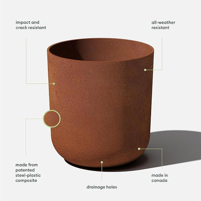 Veradek Patina Series Kona Planter - Round Planter for Outdoor Porch/Garden | Naturally Rusting Planter for All-Weather Use