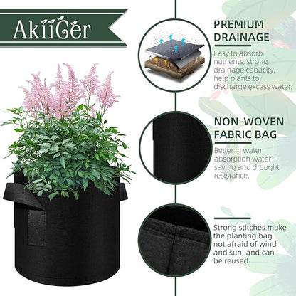 10 Gallon Grow Bags 30 Pack, Heavy Duty Thickened Nonwoven Fabric Pots with Handles, Plant Grow Bags for Vegetable/Flower/Plant/Fruits, Black