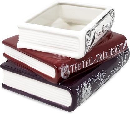 Steel Mill & Co Original Small Book-Shaped Decorative Planter, Ceramic Planter for Home Decor, Gothic Bookshelf Decor, Unique Planter for Book Lover (Edgar Allan Poe)