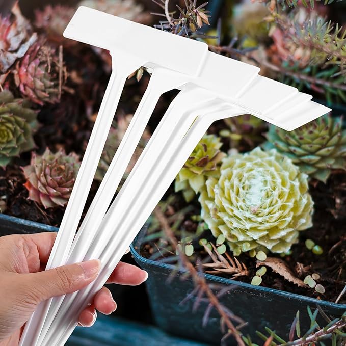 100 Pcs Large Plastic Plant Labels, 12.2 Inch White T-Type Waterproof Garden Markers for Pots, Flowers, Vegetables, Nursery and Outdoor Use