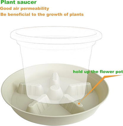 4 Pack Plant Saucer 14 inch, Plastic Plant Saucers for Indoors, Raised Middle Plant Trays for Pots, Water Tray for Plants, Plant Stand Water Catcher Tray, Pot Saucers for Plants