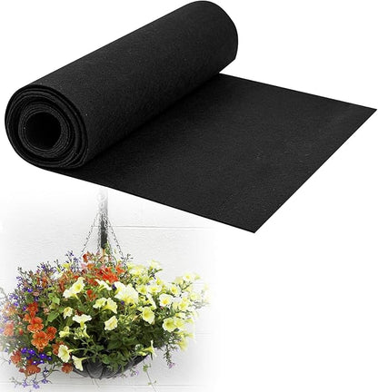 12x40 Inch Planter Liner Roll Fabric Planter Basket Liner Coconut Fiber Liner Roll Non Woven Black Hanging Basket Coco Liners Replacement Felt Window Box Liners for Plants Flower Outdoor Indoor Garden
