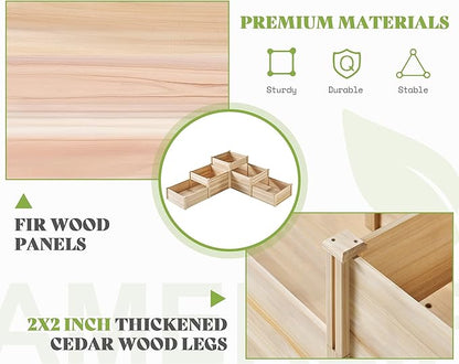 AMERLIFE 3-Tier Raised Garden Bed, 28 Inch Depth Fir Wood Planter Box for Outdoor Gardening with Dividers, Tool-Free Assembly, Garden Box, Ideal for Vegetables, Herbs, Flowers