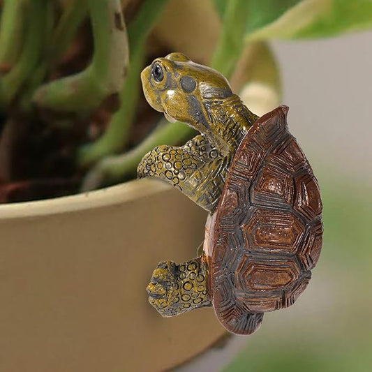 Tortoise Figure Plant Pot Hanger, Resin Climbing Flower Pot Hanger Figurines Cute Animal Hanging Turtle Statue Plant Pot Hugger Planter Pot Gift for Yard Garden Ornaments Vase Terrarium Decorations
