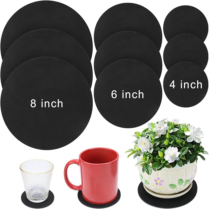 Plant Saucers for Indoors, Round Felt Plant Saucers for Gardening, Indoors& Outddor Use, Reversible Fabric Coaster Mat Absorbent Pot Saucers for Gardening Coffee & Drinks for DIY Craft Supplies(9 PCS)