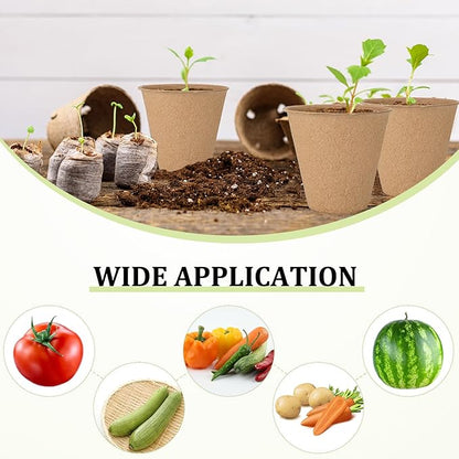 600 Pack 4" Peat Pots Round Biodegrade Plant Starter Seed Nursery Pots with 120 Labels for Garden Germination
