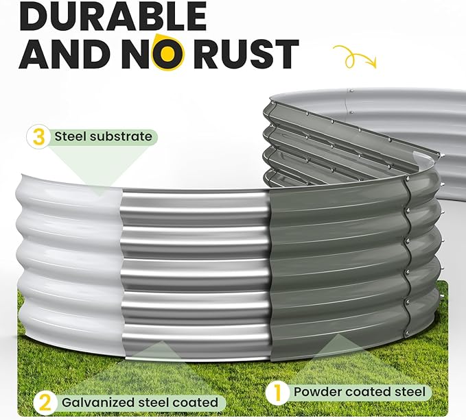 Raised Garden Bed, 8x2x1.5 FT Oval Raised Garden Beds Outdoor, 18” Raised Beds for Gardening Vegetables Flower Herb