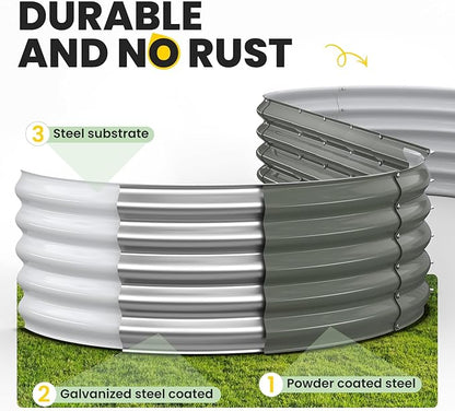 Raised Garden Bed, 8x2x1.5 FT Oval Raised Garden Beds Outdoor, 18” Raised Beds for Gardening Vegetables Flower Herb