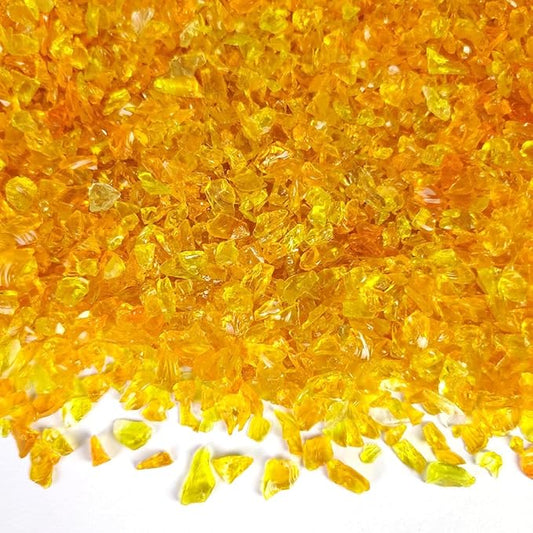 HappyFiller Easter Decoration 1.3 LB Crushed Glass Sand Broken Pieces 3-8mm Terrarium Mini Stones, Epoxy Resin Art Craft,Plant Topper Dressing,Vase Filler,Candle Holder Decor,Bright Orange