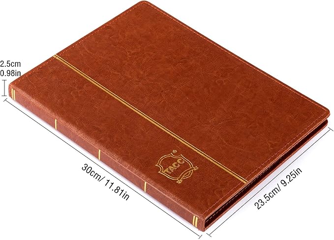Ettonsun Leather 60-Pocket Paper Money Album Currency Holders for Collectors Collection Supplies Holder Book for Travel Bill Banknote Stamp Storage Display with 10 Collecting Pages (Brown)