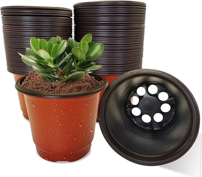 100 Packs 4" Plant Nursery Pots Plastic Seedling Starter pot Flower Planter Container Seed Grow Pot with Drainage Hole for Indoor Outdoor Garden Suitable for Succulent Seedling Cutting Transplanting