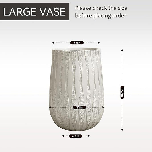 Modern Planters for Indoor Plants with Diamond Texture, Large Indoor Plant Pot, Cylinder Flower Pots for Home Garden Patio Office(Wide Bottom)