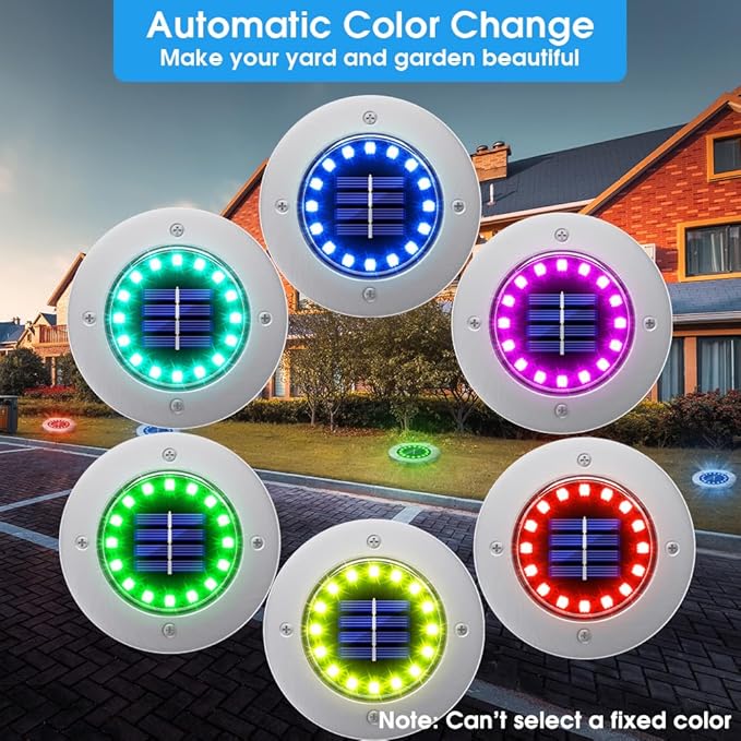 NFESOLAR 16 Pack Solar Lights Outdoor, 16 LEDs Multi-Color Solar Ground Lights Waterproof Landscape Light for Pathway Garden Walkway Driveway Yard Decorations