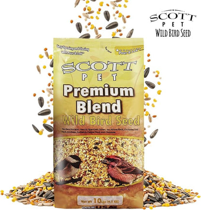 Scott Pet Wild Bird Seed, Premium Blend, 10 lbs Bag, Bird Feed, Great for All Feeder Types, Food for Outside Wild Birds