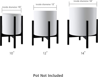 FaithLand Mid Century Plant Stand Indoor Outdoor(Plant Pot Not Included), Holds Planters with a Maximum Width of 14 Inch, Metal Planter Stand, Potted Plant Holder, Black - Width Not Adjustable