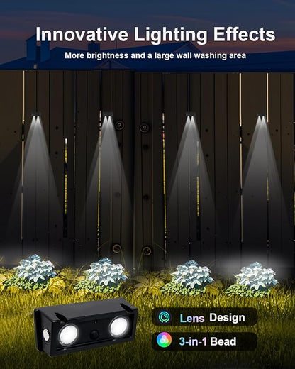 Solar Fence Lights Outdoor Waterproof LED Spot Lens for Step, Wall, Deck, Patio, Yard, Rail, Garage, Pool, Stair, Walkway, Garden Landscaping Enhanced Security Easy Install Cool White 16 pack