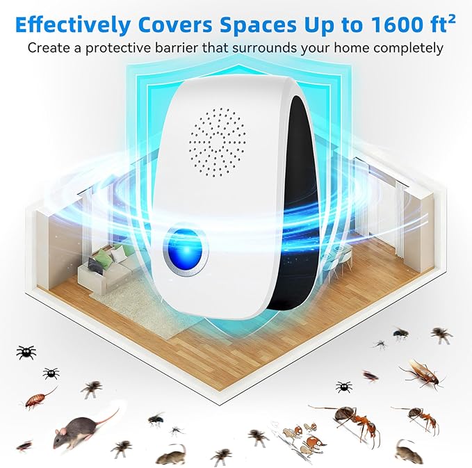 2026 Upgraded Ultrasonic Repellent 8 Packs, Indoor Pest Repellent, Electronic Plug in Pest Control for Roach, Ant, Rodent, Mouse, Bugs, Mosquito, Spider Repellent for House, Garage, Warehouse