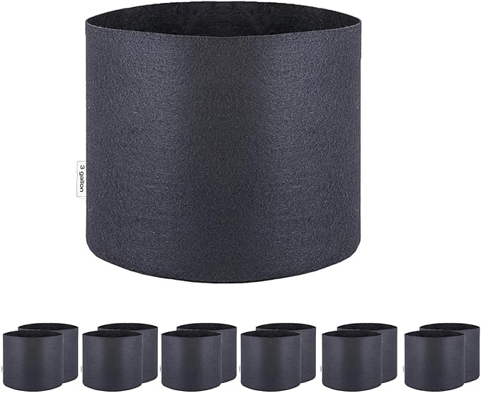 3 Gallon 12-Pack Round Fabric Fabric Aeration Pots Container for Nursery Garden and Planting Grow