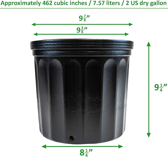 Viagrow VHPP200-24 VHPP Nursery Pots, 2 Gallon, Black