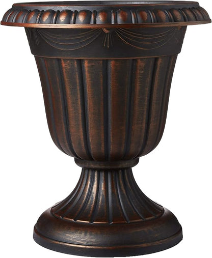 Arcadia Garden Products PL20CP Classic Traditional Plastic Urn Planter Indoor/Outdoor 10" x 12", Brushed Copper