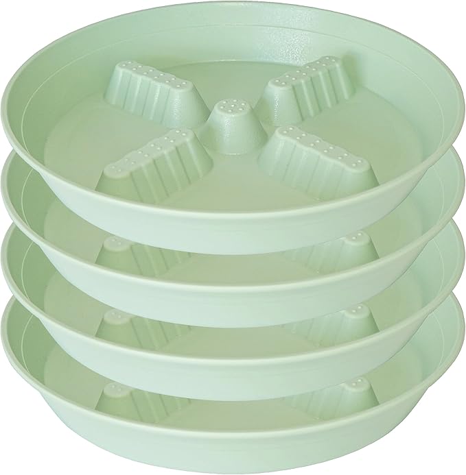 4 Pack Plant Saucer 10 inch, 8 12 14 17 inch, Plant Stand Plastic Plant Saucers for Indoors Outdoor, Heavy Duty Flower Plant Risers for Inside Pots, Pot Saucers for Plants, Grow Bags Saucers