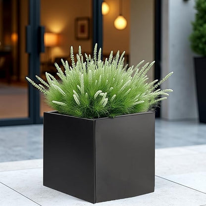 Tall Rectangular Removable Planter for Indoor or Outdoor Terraces, Porches, Durable All Weather, Garden, Modern Design, for Plants, Flowers(Cube)