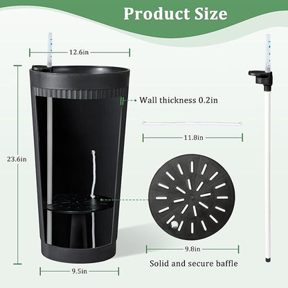 Set of 2 Tall Self-Watering Planters, 24" Large Planters with Water Level Indicator for Indoor & Outdoor Plants, Modern Planters for Garden, Patio, Balcony, Porch, Black