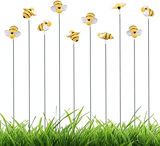 Bee Garden Stakes Decor, Garden Stakes Decorative Bee on Stick Little Cute Resin Bee Yard Stakes Picks Yard Art Decorations for Outdoor Plant Pot Lawn Patio Corridor Flower Bed