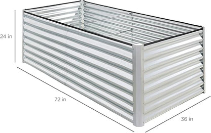 Best Choice Products 6x3x2ft Outdoor Metal Raised Garden Bed, Deep Root Box Planter for Vegetables, Flowers, Herbs, 269 Gallon Capacity, 100% Non Toxic Materials - Galvanized