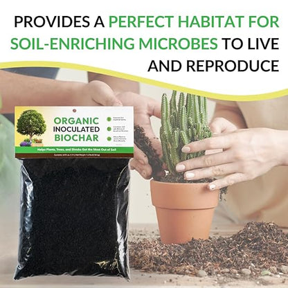 Organic Inoculated Biochar: Helps Plants and Trees Get The Most Out of Soil | Allows Plants to Uptake Nutrients More Efficiently | Contains Millions of Soil-Enriching Micro-Organisms | 64oz Bag