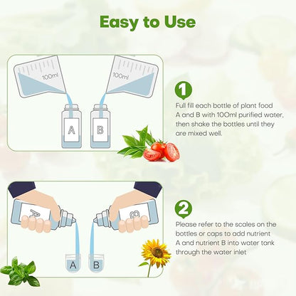 Ahopegarden 800ml A&B Hydroponic Nutrients: Hydroponic Plant Food for Aerogarden, Liquid Plant Food for Vegetables, Fruits, Flowers, ect - All-in-One Fertilizer Solution for Hydroponics Growing System