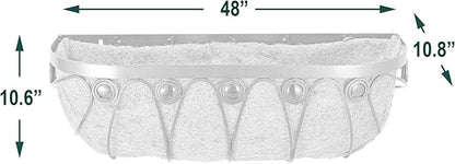 Arcadia Garden Products Hanging Window Basket Metal Trough Flower Planter with Coco Liner for Outdoor Windowsill, Railing, Patio, Garden, Balcony, Fence, 48-inch