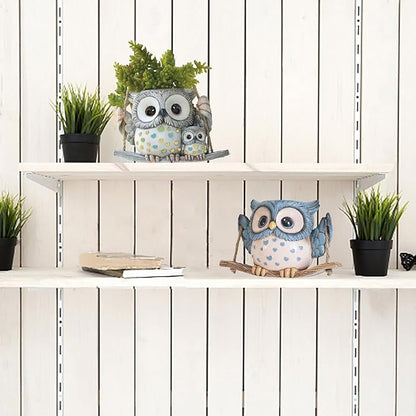Swing Owl Hanging Planters for Indoor Plants, Cute Small Succulent Pots with Drainage Hole, Unique Resin Plant Hangers Outdoor, Hanging Plant Holder for String Of Pearls, Gift Ideas for Mother
