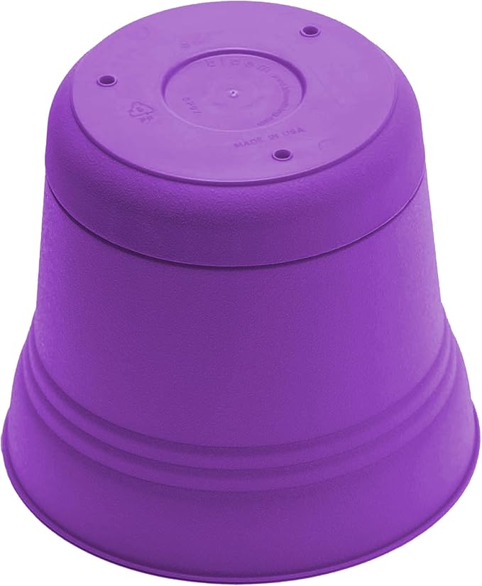 Bloem Saturn 14" Royal Lilac Round Resin Planter Pot with Snap-in Saucer for Indoor and Outdoor Gardening