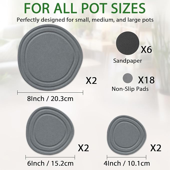 Plant Saucers for Indoors, 12 Pack 4 6 8 Inch Quick Drying Diatomite Plant Drip Water Catcher Trays for Pots, Diatomaceous Earth Planter Drainage Saucers Plates to Catch Water for Flower, Stone Gray