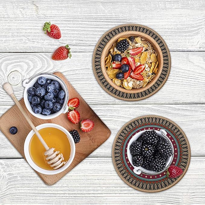 K KILIPES 6pcs 8.5" Round Plant Coaster Mat for Gardening Indoor Outdoor Flower Pots Pad Non Slip Plant Mats for House Plants