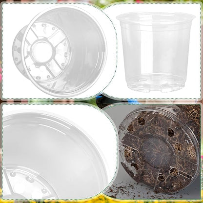 28 Pack 4/5/6/7 Inch Clear Nursery Pots for Plants with Drainage Holes, Clear Plastic Seedling Flower Plant Pot Insert, Seed Starter Pots