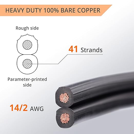 Wirefy 14/2 Low Voltage Landscape Wire 100 ft | Low Voltage Landscape Lighting Wire | Pure Copper | Outdoor Direct Burial | 14-Gauge 2-Conductor 100 Feet | UL Listed