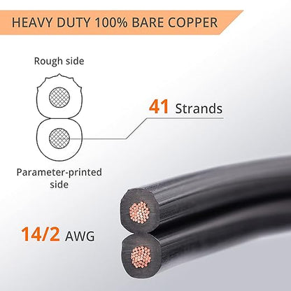 Wirefy 14/2 Low Voltage Landscape Wire 250 ft | Low Voltage Landscape Lighting Wire | Pure Copper | Outdoor Direct Burial | 14-Gauge 2-Conductor 250 Feet | UL Listed