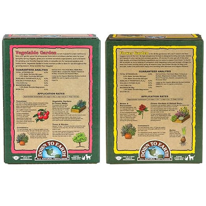 Down to Earth All Natural Fertilizer Organic Backyard Bundle, Flower Garden and Vegetable Garden, 5lb Each