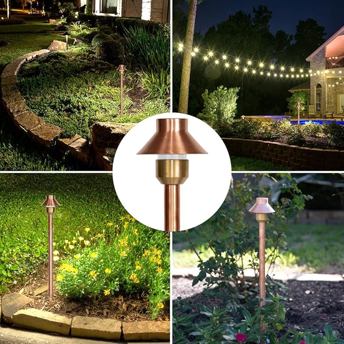 LED Pathway 130 Landscape Light - 12V Solid Copper Low Voltage 4W G4 LED Light Bulb Warm White Included Outdoor Mushroom Security Garden Patio Area Light