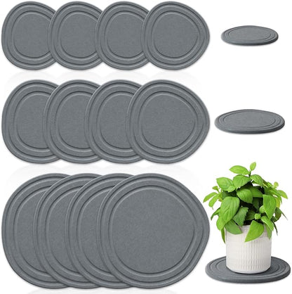 Plant Saucers for Indoors, 12 Pack 4 6 8 Inch Quick Drying Diatomite Plant Drip Water Catcher Trays for Pots, Diatomaceous Earth Planter Drainage Saucers Plates to Catch Water for Flower, Stone Gray