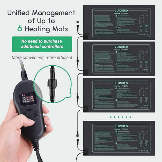 LUXBIRD Daisy Chain Seedling Heat Mat 10" x 20.75" Waterproof Plant Heating Pad, for Seed Starting, Germination, Hydroponics (Master Mat Required)