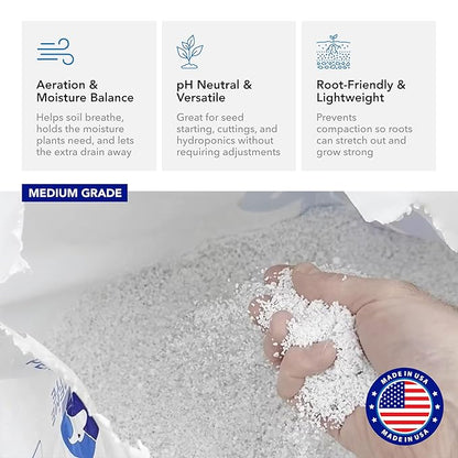Supreme Perlite Medium Horticultural Perlite, 4 Cubic Feet Bag - Organic Potting Soil Mix Amendment for Seed Starting, Succulent, Cactus, Orchid, Bonsai, and Indoor or Outdoor Gardening