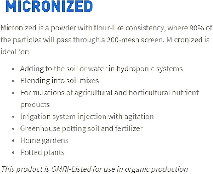 AZOMITE Micronized Bag - 100% Naturally Derived - OMRI Listed – Great for Hemp, Fertilizer, Soil Mixes and Home Gardens - 44 Pounds