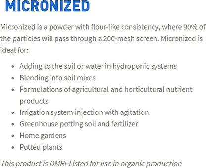 AZOMITE Micronized Bag - 100% Naturally Derived - OMRI Listed – Great for Hemp, Fertilizer, Soil Mixes and Home Gardens - 44 Pounds