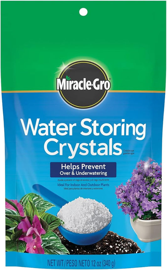 Miracle-Gro Water Storing Crystals, Helps Prevent Over and Underwatering in Outdoor and Indoor Plants, 12 oz.